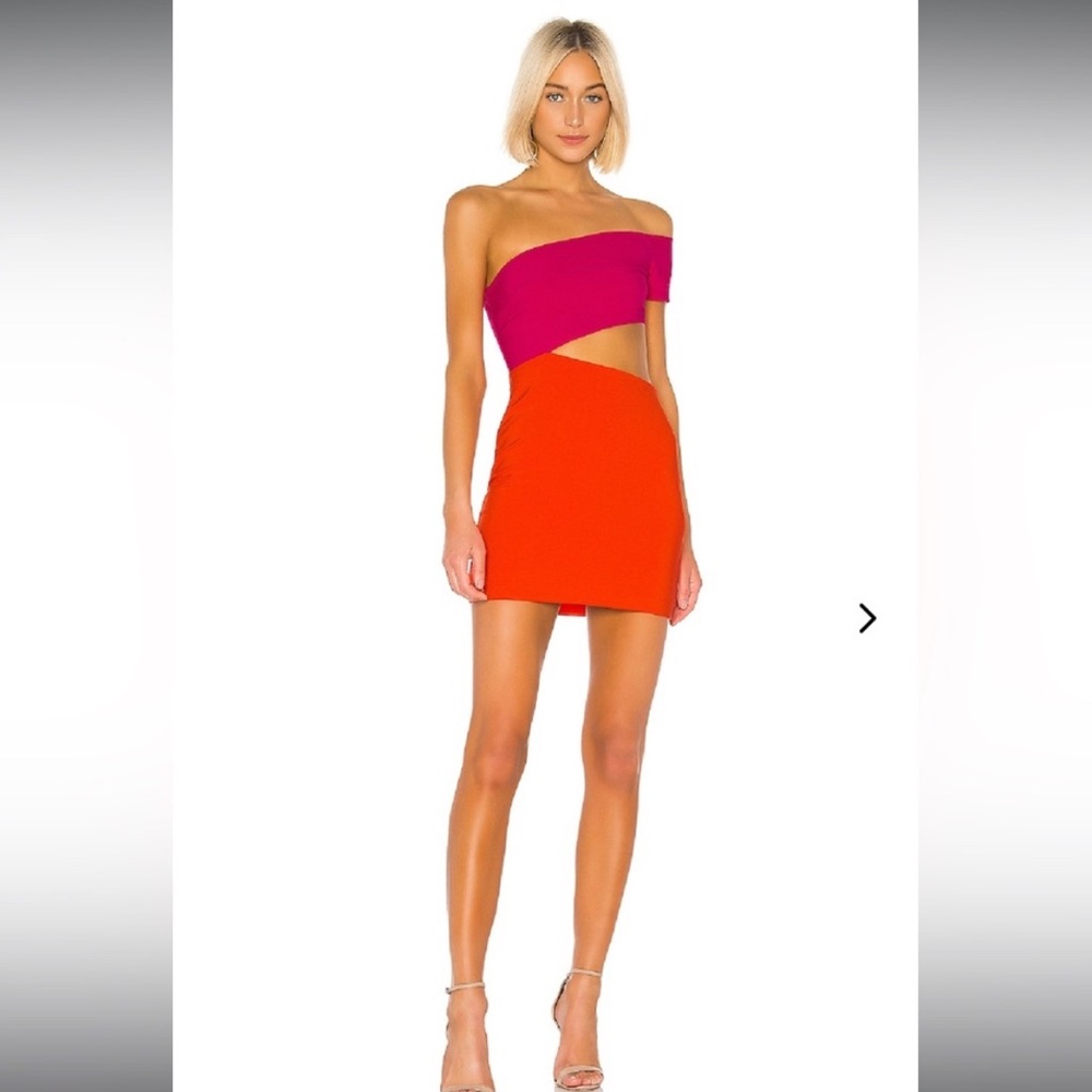 Lovers + Friends Colorblock Mini Dress - Fuchsia and Tangerine NWOT